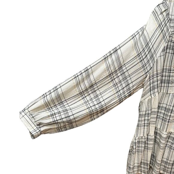 Anthropologie Top Blouse Darlene Long Sleeves Plaid Floral Bohemian Babydoll SM - Picture 4 of 9